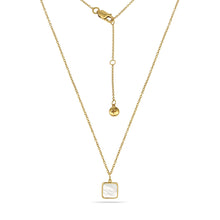 Load image into Gallery viewer, Mother Of Pearl Square Charm Necklace 18ct Gold Plated
