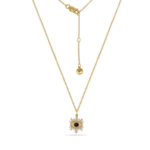 Onyx & Cubic Zirconia Eye Charm Necklace 18ct Gold Plated