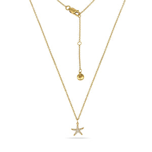 Pave Starfish Charm Necklace 18ct Gold Plated