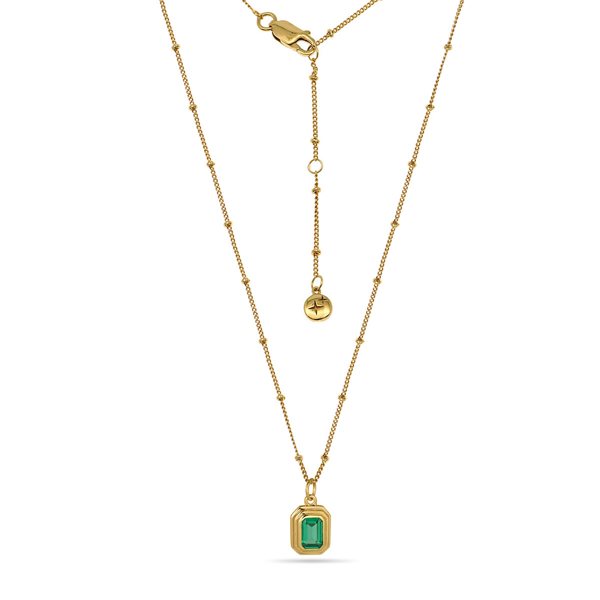 Nano Emerald Gem Charm Necklace 18ct Gold Plated