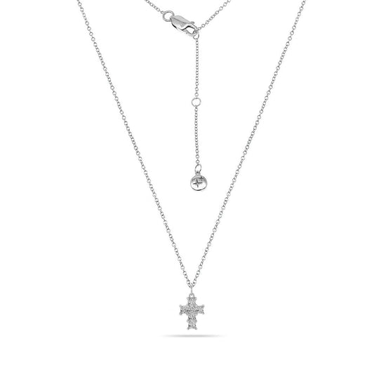 Pave Cross Necklace Silver Plated