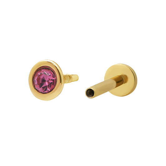 3 mm Pink Piercing Stud 18ct Gold Plated