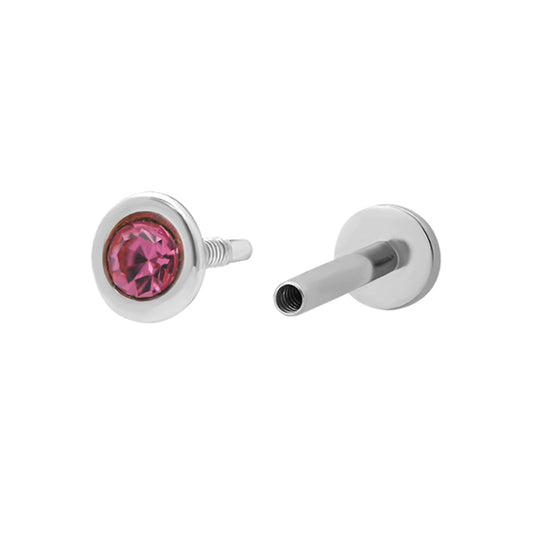 3 mm Pink Piercing Stud Silver Plated