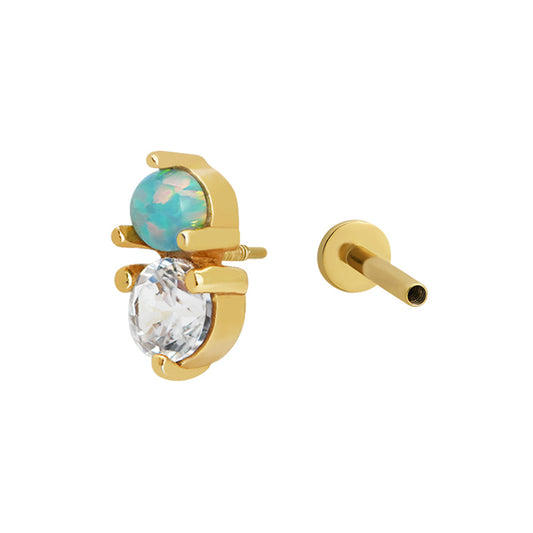 Double Trouble Opal Piercing Stud 18ct Gold Plated