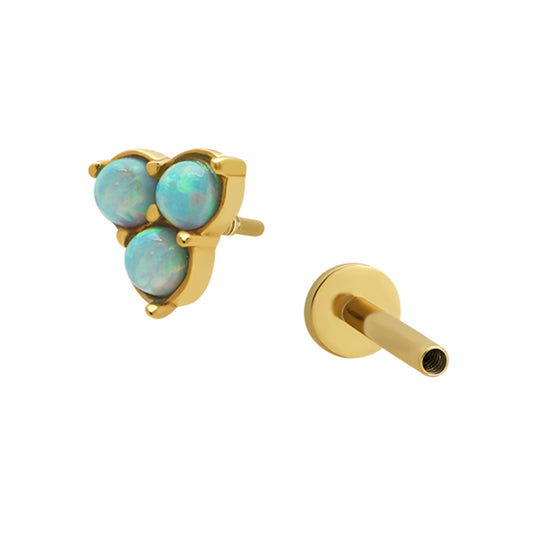 Triplet Opal Piercing Stud 18ct Gold Plated