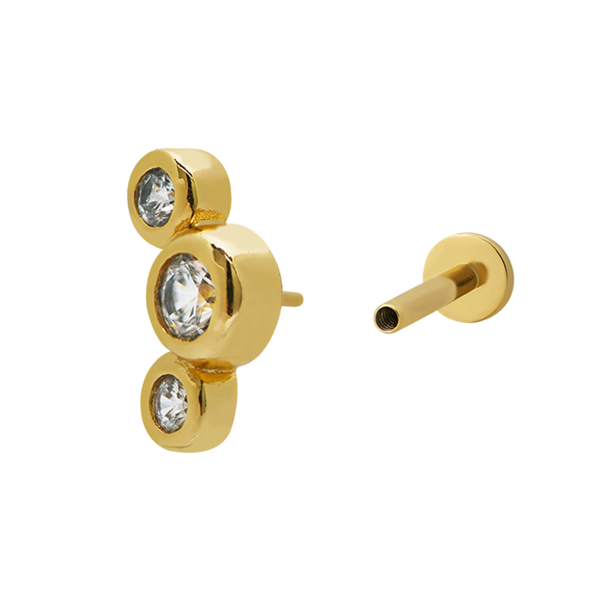 Trinity Piercing Stud 18ct Gold Plated