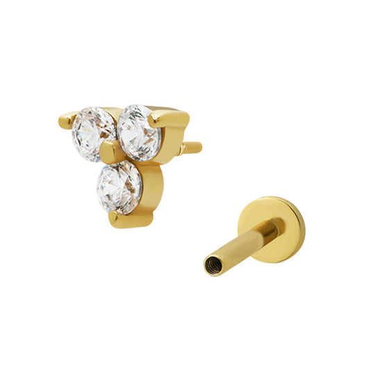 Shamrock Piercing Stud 18ct Gold Plated