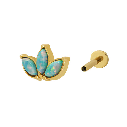 Opal Lotus Piercing Stud 18ct Gold Plated