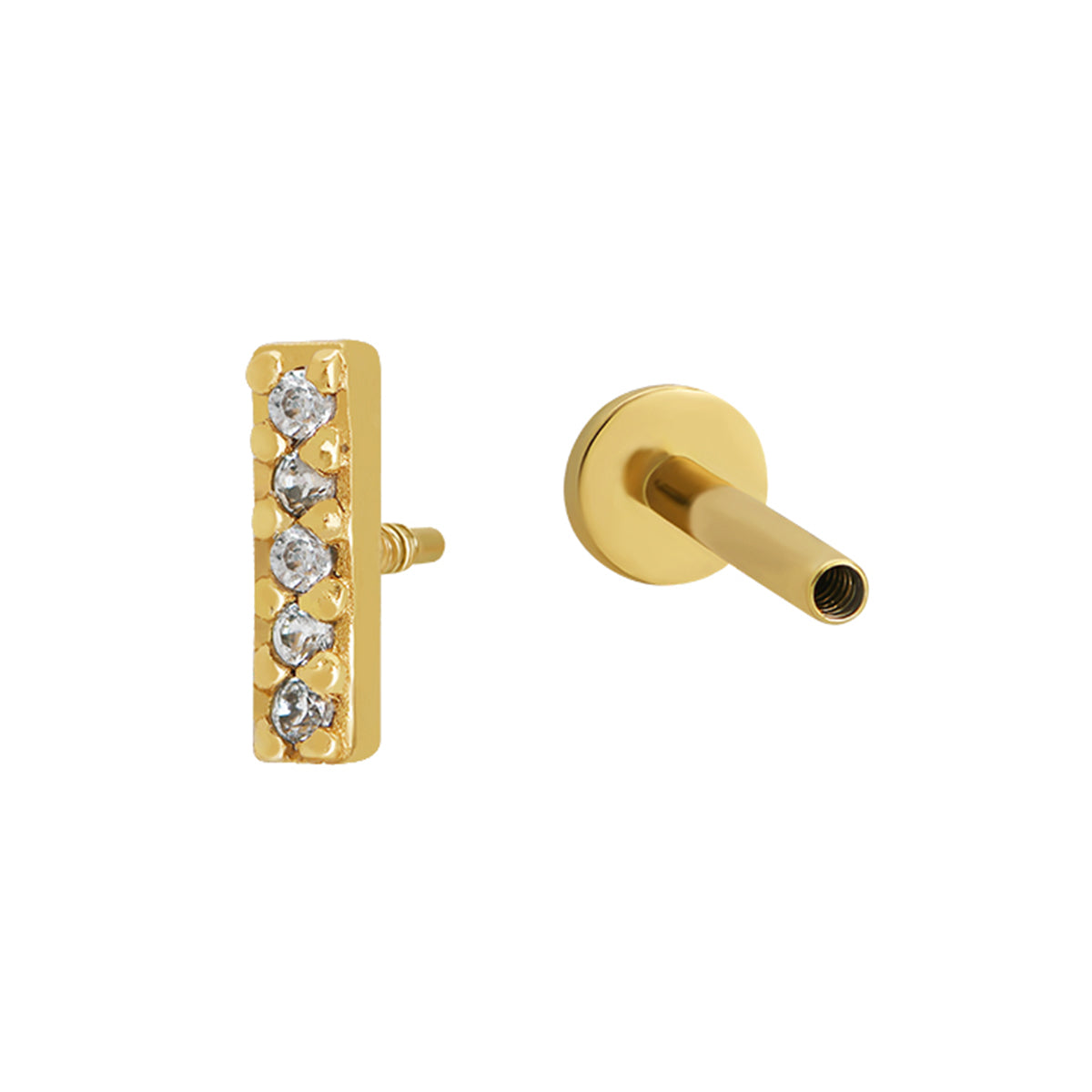 Pave Piercing Stud 18ct Gold Plated