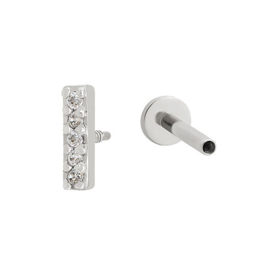 Pave Piercing Stud Silver Plated