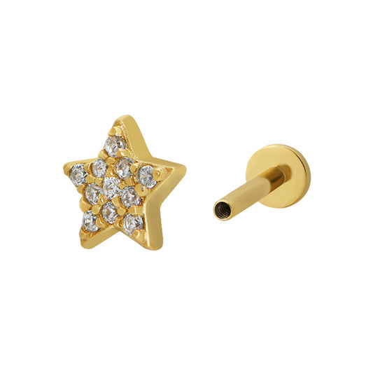 Star Pave Piercing Stud 18ct Gold Plated