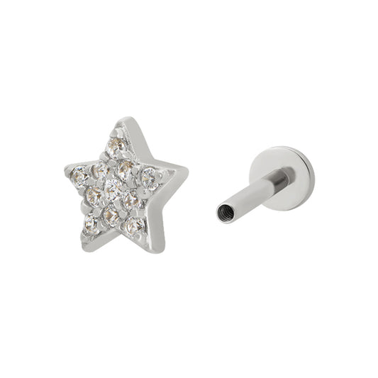 Star Pave Piercing Stud Silver Plated