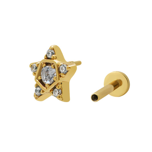 Star Piercing Stud 18ct Gold Plated