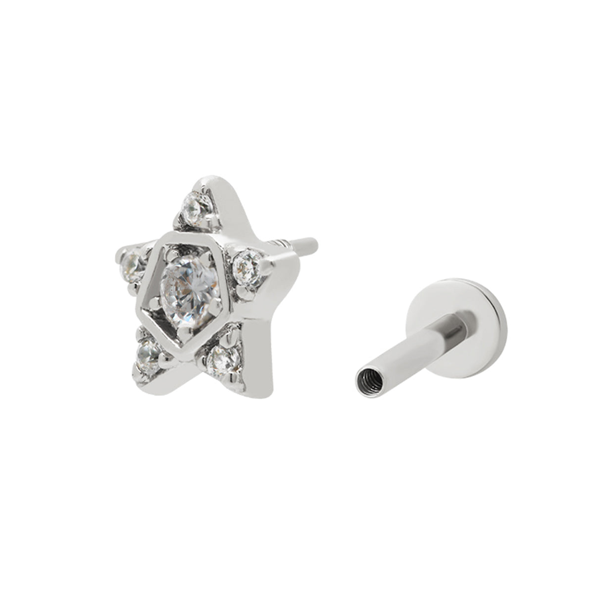 Star Piercing Stud Silver Plated