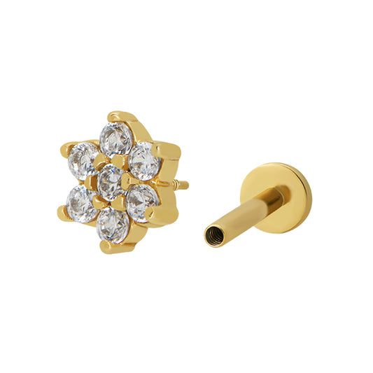 Flower Piercing Stud 18ct Gold Plated