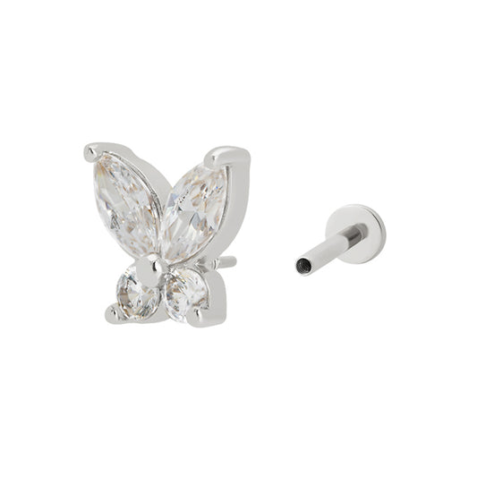 Butterfly Piercing Stud Silver Plated