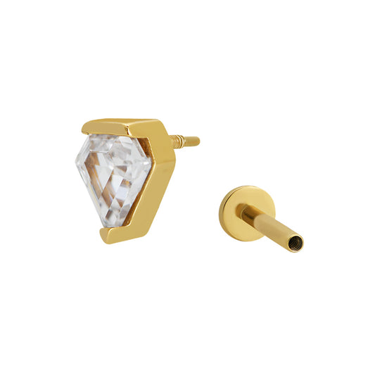 Diamond Shape Piercing Stud 18ct Gold Plated