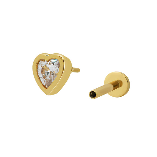 Heart Piercing Stud 18ct Gold Plated