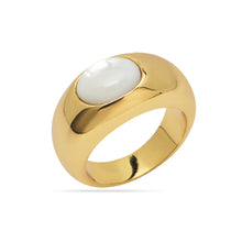 Load image into Gallery viewer, Mother Of Pearl Dome Ring 18ct Gold Plated
