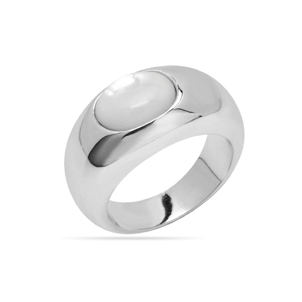 Mother Of Pearl Dome Ring Silver Plated