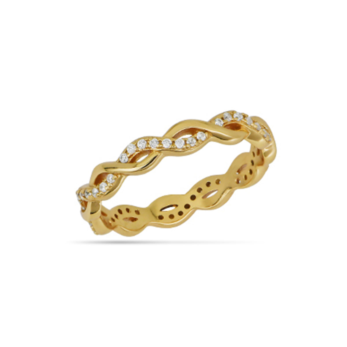 Pave Braided Ring 18ct Gold Plated