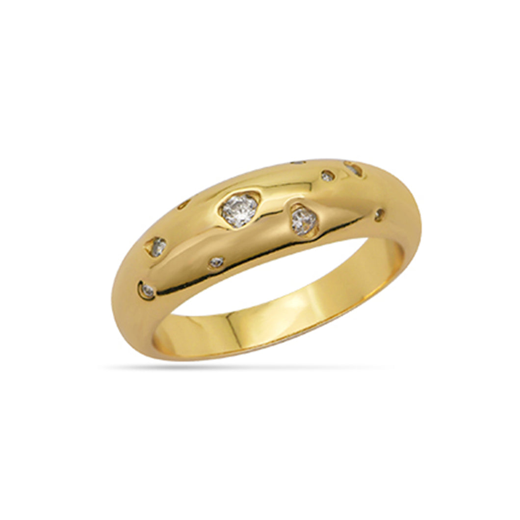 Invisible Set Dome Ring 18ct Gold Plated