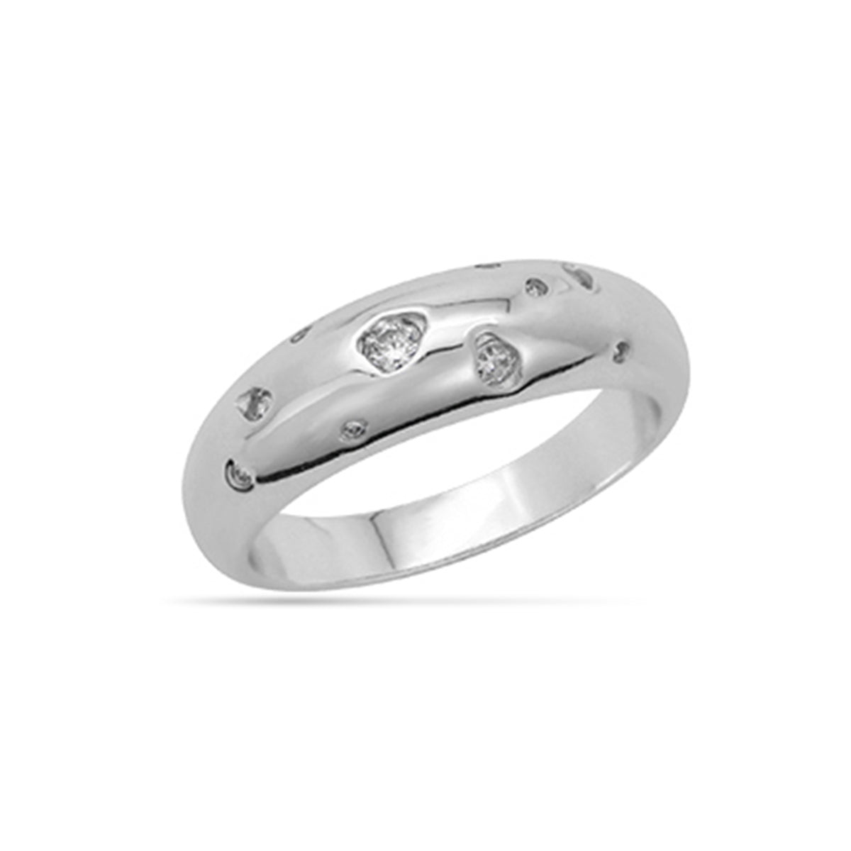 Invisible Set Dome Ring Silver Plated