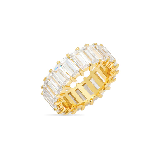 Baguette Cubic Zirconia Ring 18ct Gold Plated