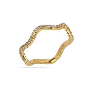 Pave Curve Band Ring 18ct Gold Plated
