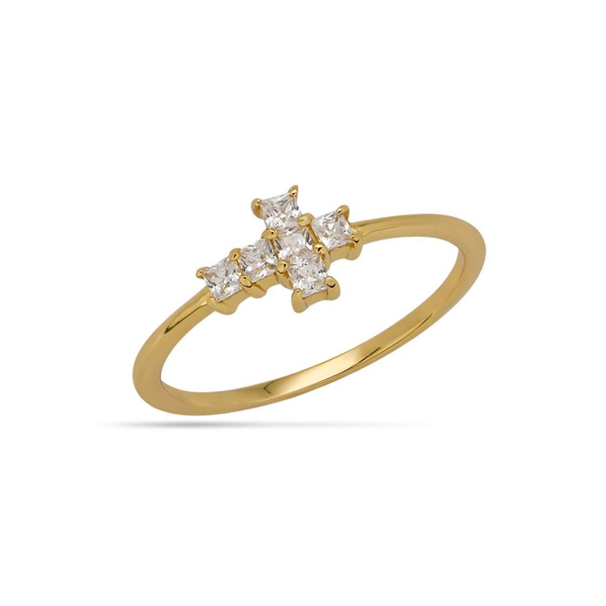 Pave Cross Ring 18ct Gold Plated