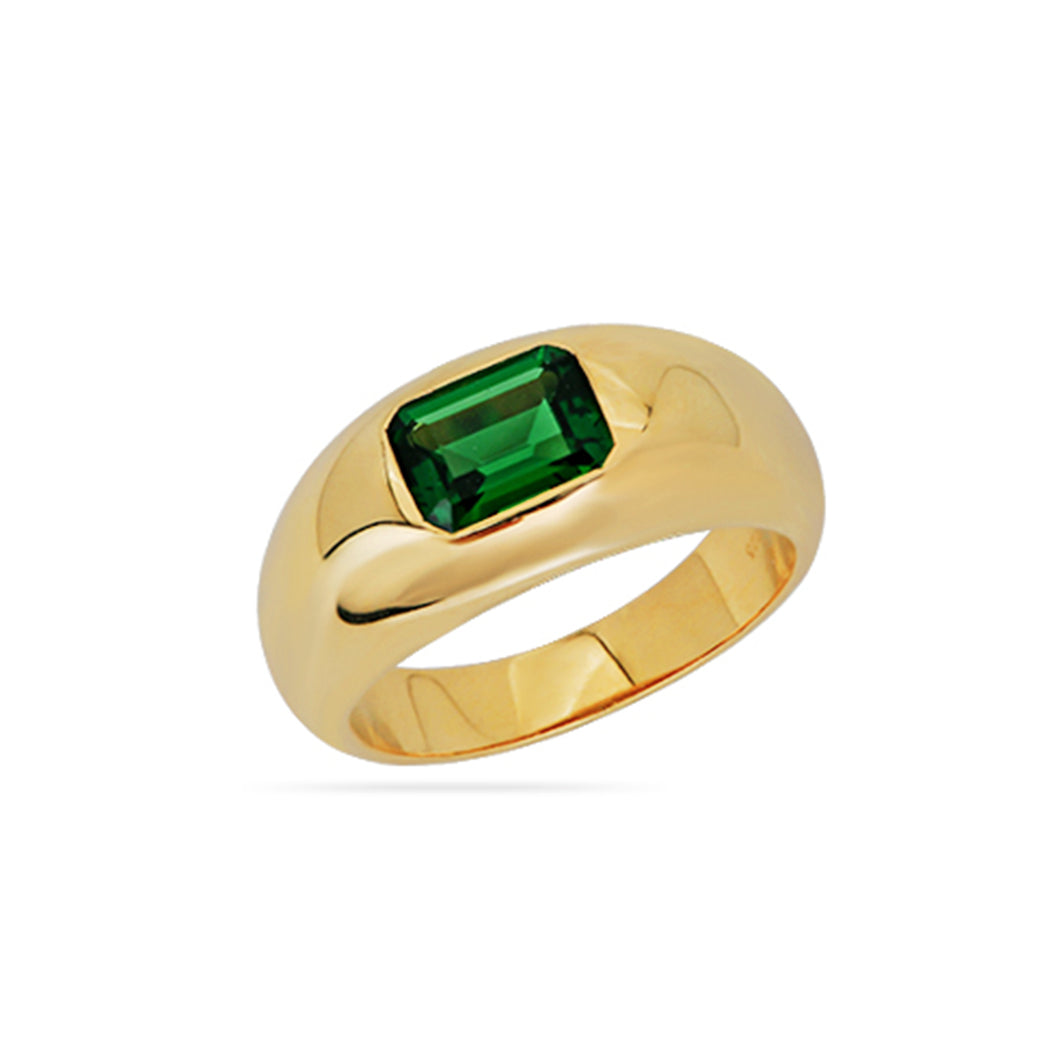 Nano Emerald Dome Ring 18ct Gold Plated