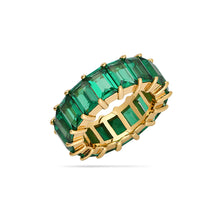 Load image into Gallery viewer, Baguette Nano Emerald Ring 18ct Gold Plated
