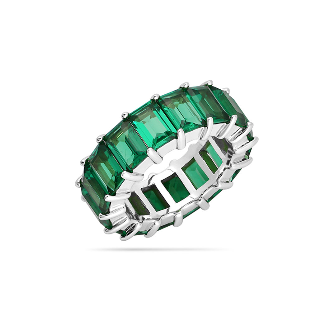 Baguette Nano Emerald Ring 18ct Silver Plated
