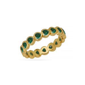 Nano Emerald Heart Band Ring 18ct Gold Plated