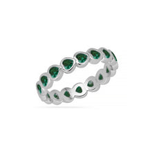 Load image into Gallery viewer, Nano Emerald Heart Band Ring Silver Plated
