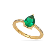 Load image into Gallery viewer, Nano Emerald Engagement Ring 18ct Gold Plated
