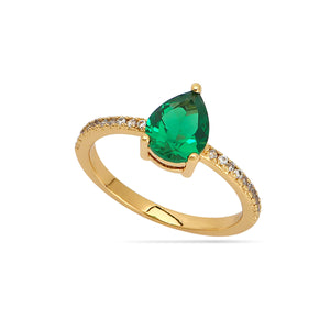 Nano Emerald Engagement Ring 18ct Gold Plated