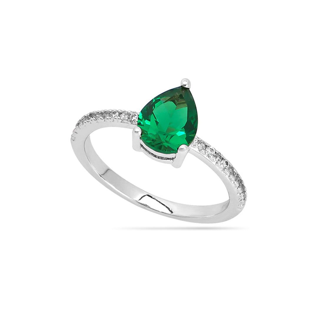 Nano Emerald Engagement Ring Silver Plated