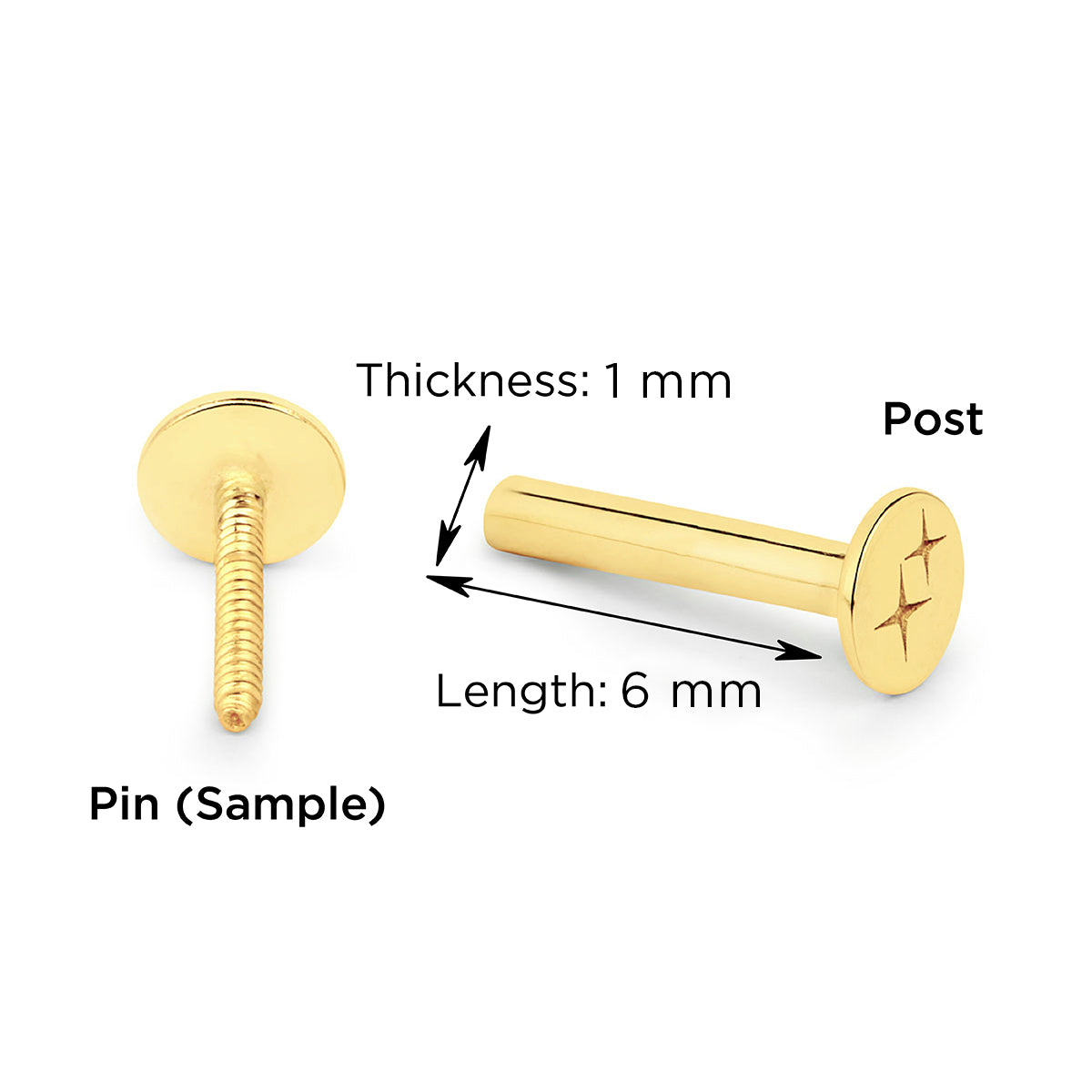 Pave Piercing Stud 18ct Gold Plated