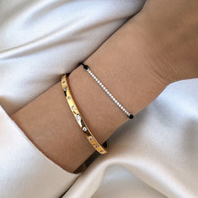 Load image into Gallery viewer, Thin Tennis Chain Braided Cord Bracelet Silver Plated
