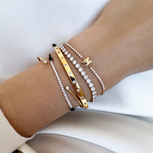 Load image into Gallery viewer, Thin Tennis Chain Braided Cord Bracelet Silver Plated
