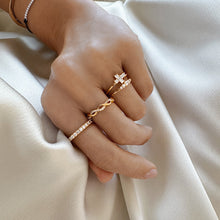 Load image into Gallery viewer, Pave Cross Ring 18ct Gold Plated
