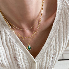 Load image into Gallery viewer, Green Agate Charm Necklace 18ct Gold Plated
