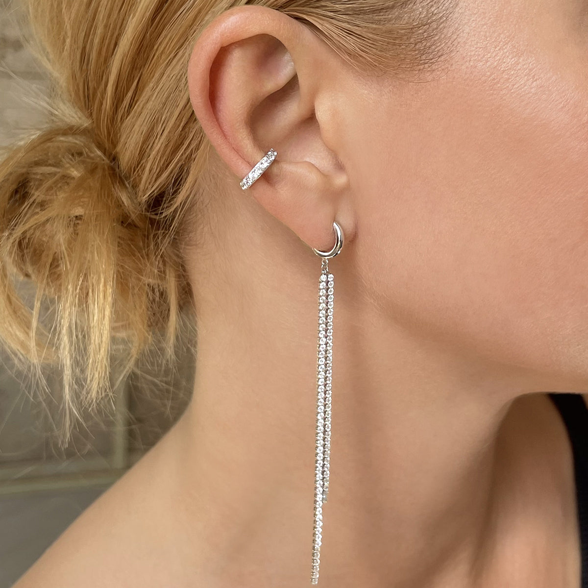 Full Pave Ear Cuff Silver Plated
