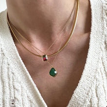 Load image into Gallery viewer, Green Agate Charm Necklace 18ct Gold Plated
