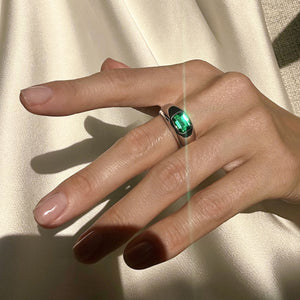 Nano Emerald Dome Ring 18ct Silver Plated