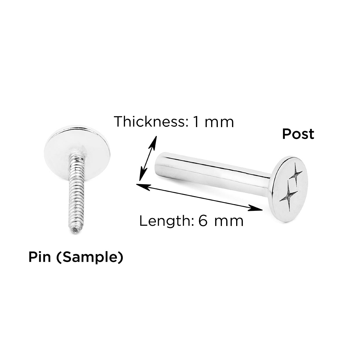 2 mm Piercing Stud Silver Plated