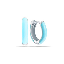 Load image into Gallery viewer, Blue Enamel Huggies Sterling Silver
