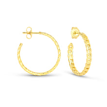 Load image into Gallery viewer, Curb Chain Hoop Earrings 18 Gold Vermeil on Sterling Silver
