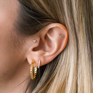 Curb Chain Hoop Earrings 18 Gold Vermeil on Sterling Silver